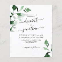 Bröllbjudan till Grey Budget Foliage Wedding