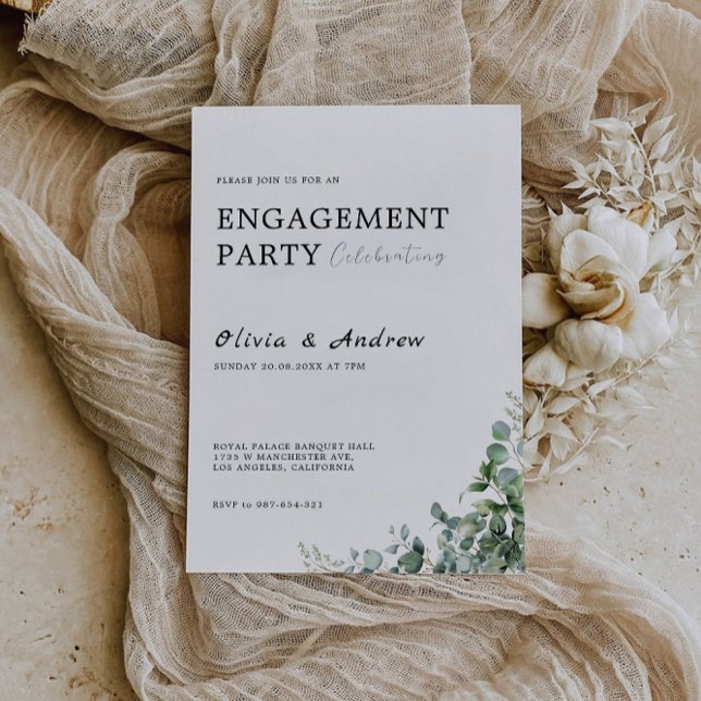 Bröllbjudan till Grey Förlovningsfest-bröllop Inbjudningar (Greenery Engagement Party Wedding Invitation)