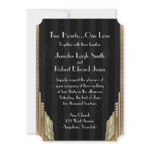 Bröllbjudan till Guld Art Deco Rand