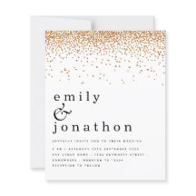 Bröllbjudan till Guld Confetti Glitter