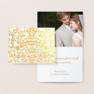 Bröllbjudan till guldblomma Löv typografi Folierat Kort