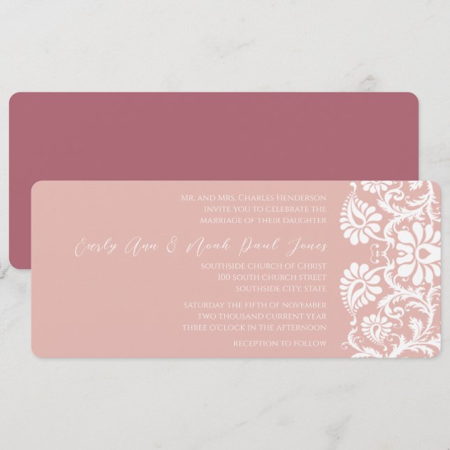 Bröllbjudan till hallonskorpan Swirls Swirls Inbjudningar (Fram/baksida)