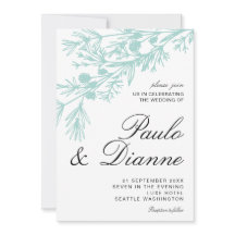 Bröllbjudan till Hand plockade Botanical Löv Weddi