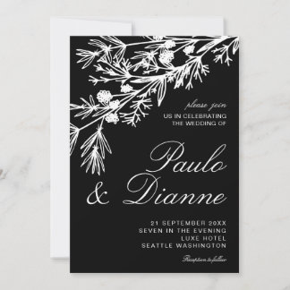 Bröllbjudan till Hand plockade Botanical Löv Weddi Inbjudningar