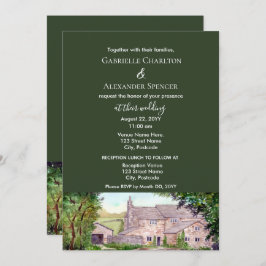 Bröllbjudan till högvattenfärgsbröllop med stenbry inbjudningar