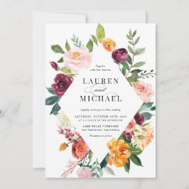 Bröllbjudan till höstblooms Blommigt för vattenfär Inbjudningar