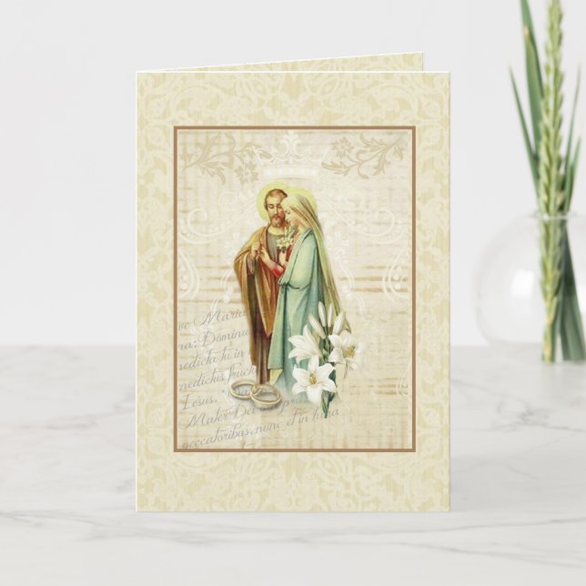 Bröllbjudan till katolsk traditionell kyrka kort (Framsida)