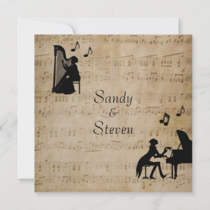 Bröllbjudan till lakan Classical Music Theme Weddi Inbjudningar
