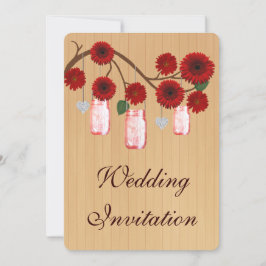 Bröllbjudan till land Rustic Red Mason Burk Inbjudningar