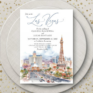 Bröllbjudan till Las Vegas Watercolor-färginformat Inbjudningar