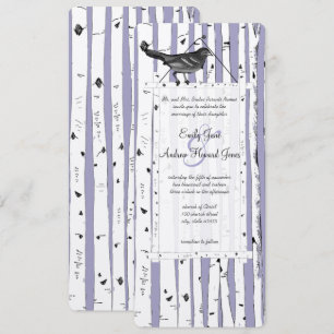 Bröllbjudan till Lavender Birch Träd Vintage Bird Inbjudningar
