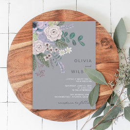 Bröllbjudan till Lavender grått i modern blommigt Inbjudningar