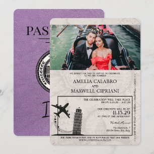 Bröllbjudan till Lavender Italien Passport Wedding Inbjudningar
