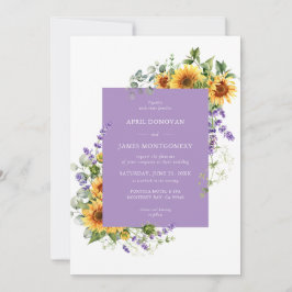 Bröllbjudan till Lavender Solros Blommigt Ram Inbjudningar