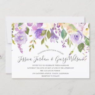 Bröllbjudan till lila Lavender Watercolor Flowers Inbjudningar