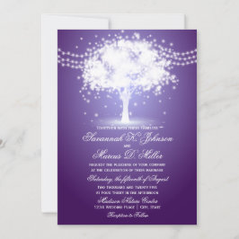 Bröllbjudan till lila Träd String Ljus Inbjudningar