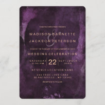 Bröllbjudan till lila Watercolor Ro Guld