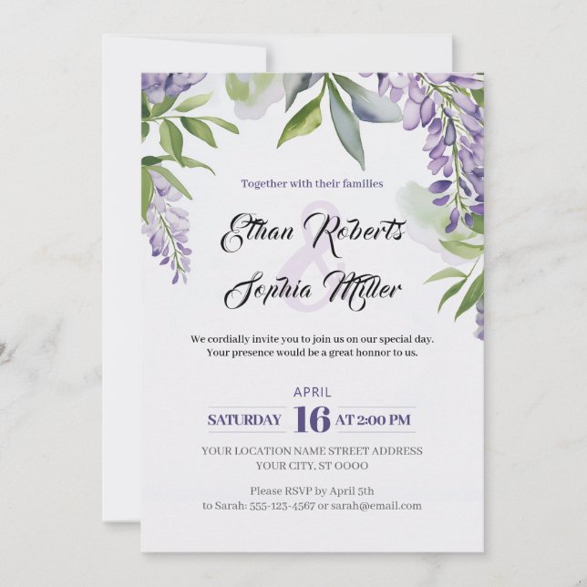 Bröllbjudan till Lilac Garden Blommigt Wedding Inbjudningar (Framsida)