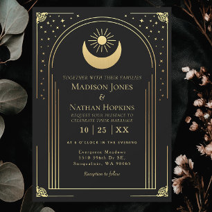 Bröllbjudan till marschbröllop med Mystical Black  Inbjudningar