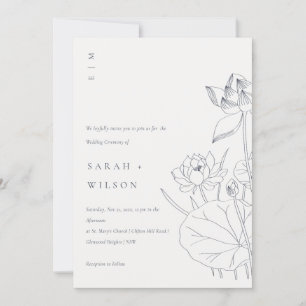 Bröllbjudan till minimal vått Blommigt i sketch Tack Kort