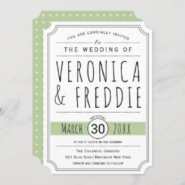 Bröllbjudan till modern grönt för typografi inbjudningar