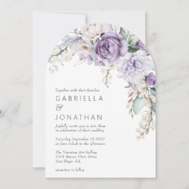 Bröllbjudan till Modern Lila Watercolor Blommigt - Inbjudningar