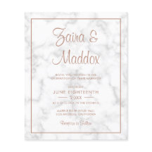 Bröllbjudan till Modern Ro Guld Marble Budget Budg