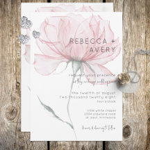 Bröllbjudan till Modern Watercolor Rosa Blommigt