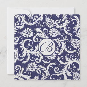 Bröllbjudan till Monogram-marinsoldat Swirls Swirl Inbjudningar