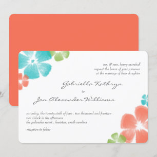 Bröllbjudan till Multi Papaya Watercolor Flowers W Inbjudningar