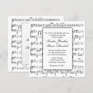 Bröllbjudan till musiktemat White Lakan Inbjudningar