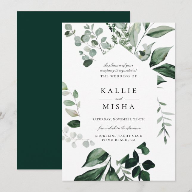 Bröllbjudan till naturligt botaniskt Geometric Ram Inbjudningar (Fram/baksida)