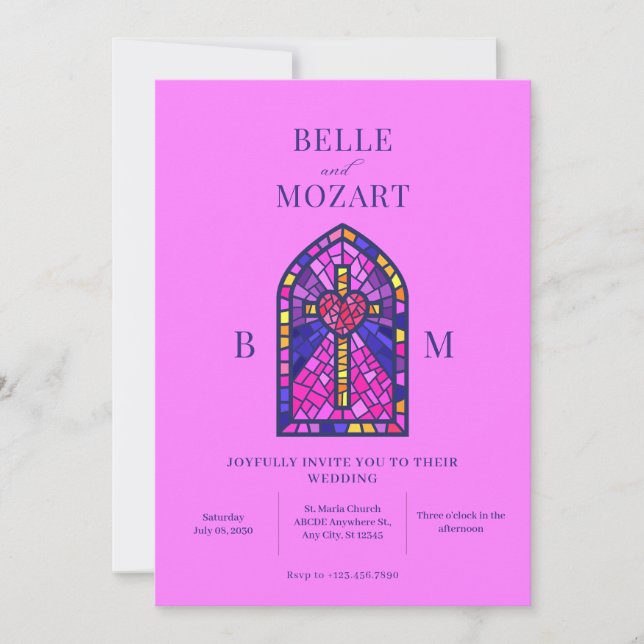 Bröllbjudan till nedfläckad av  av glas i kor inbjudningar (Framsida)