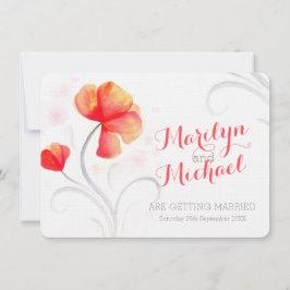 Bröllbjudan till orangen Watercolor wildblomma Inbjudningar