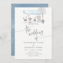 Bröllbjudan till Paris Cafe Watercolor Wedding Inbjudningar