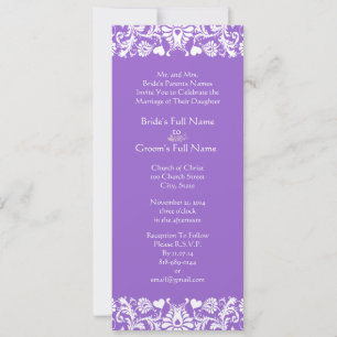 Bröllbjudan till Plum Damask Swirls Inbjudningar