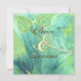 Bröllbjudan till Rain Forest Dimma Guld Inbjudningar