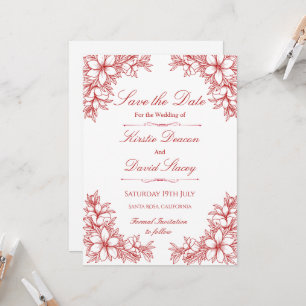 Bröllbjudan till Red Ornate Blommigt Wedding Inbjudningar
