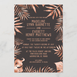 Bröllbjudan till Ro Guld & Grått Handflatan Löv Inbjudningar