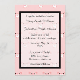 Bröllbjudan till Roligten Cute Rosa Ansikte Mönste Inbjudningar