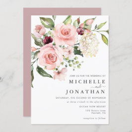 Bröllbjudan till Romantic Rosa ros Dusty Ro Inbjudningar