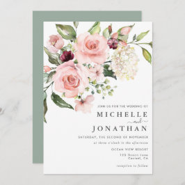 Bröllbjudan till Romantic Rosa ros Dusty Ro Inbjudningar