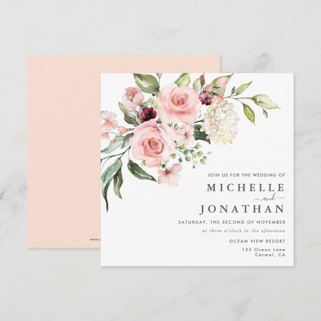 Bröllbjudan till Romantic Rosa ros Dusty Ro Inbjudningar (Fram/baksida)