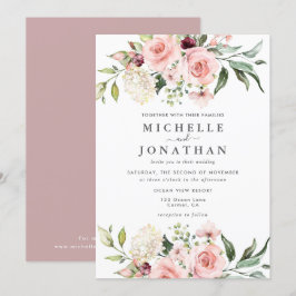 Bröllbjudan till Romantic Rosa ros Dusty Ro Inbjudningar