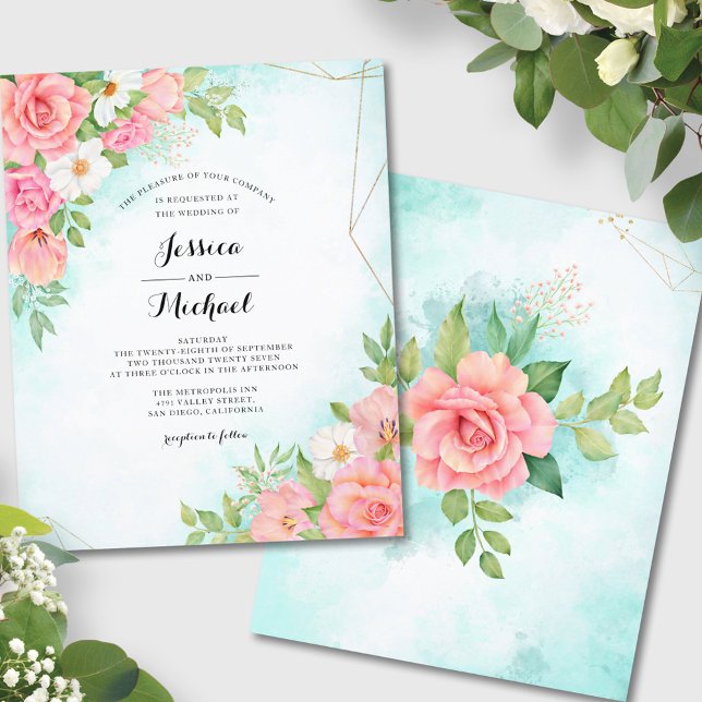 Bröllbjudan till Rosa av Blommigten Turkos (Skapare uppladdad)