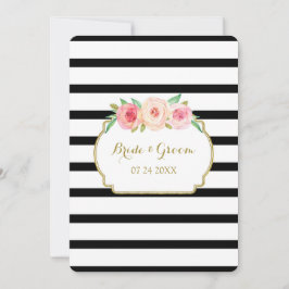 Bröllbjudan till rosa Black White Rand Guld Inbjudningar