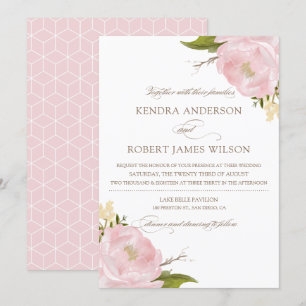 Bröllbjudan till  Rosa för vattenfärger Inbjudningar