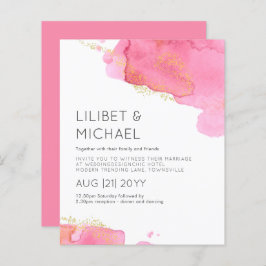 Bröllbjudan till  Rosa Guld Modern BUDGEGET