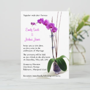 Bröllbjudan till rosa Lila Orchid Blommigt Inbjudningar