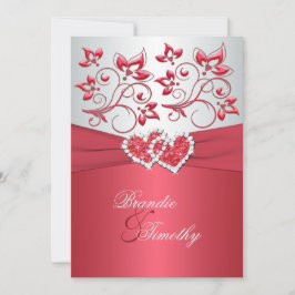 Bröllbjudan till Rosa- och Grått-Blommigt Inbjudningar